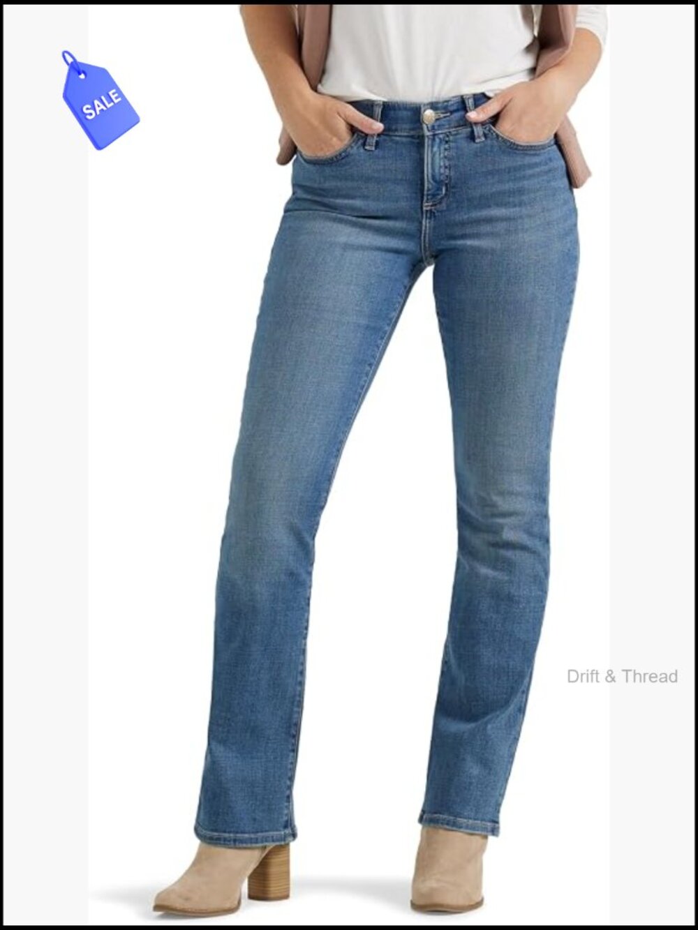 Mid Rise Bootcut Jeans with Flex Motion Comfort Stretch Denim